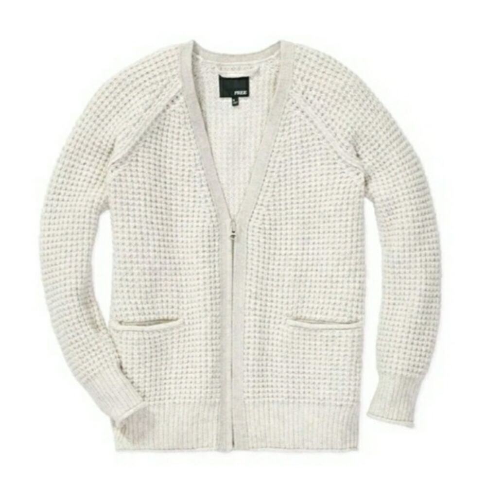 Aritzia Wilfred Free Waffle Knit Cardigan Sweater Zip Wool Alpaca Women Medium